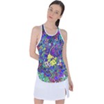 vibrant abstract floral/rainbow color Racer Back Mesh Tank Top