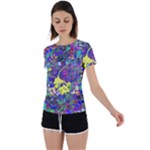 vibrant abstract floral/rainbow color Back Circle Cutout Sports Tee
