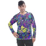 vibrant abstract floral/rainbow color Men s Pique Long Sleeve Tee