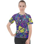 vibrant abstract floral/rainbow color Women s Sport Raglan Tee