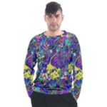 vibrant abstract floral/rainbow color Men s Long Sleeve Raglan Tee