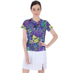 vibrant abstract floral/rainbow color Women s Sports Top