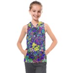 vibrant abstract floral/rainbow color Kids  Sleeveless Hoodie