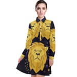Zodiak Leo Lion Horoscope Sign Star Long Sleeve Chiffon Shirt Dress