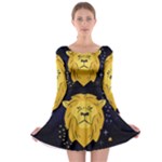 Zodiak Leo Lion Horoscope Sign Star Long Sleeve Skater Dress