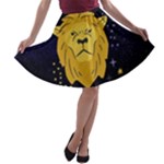 Zodiak Leo Lion Horoscope Sign Star A-line Skater Skirt