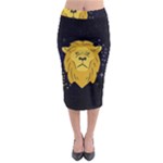 Zodiak Leo Lion Horoscope Sign Star Midi Pencil Skirt