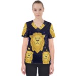 Zodiak Leo Lion Horoscope Sign Star Women s V-Neck Scrub Top