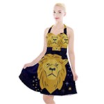 Zodiak Leo Lion Horoscope Sign Star Halter Party Swing Dress 