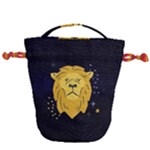 Zodiak Leo Lion Horoscope Sign Star Drawstring Bucket Bag