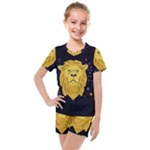 Zodiak Leo Lion Horoscope Sign Star Kids  Mesh Tee and Shorts Set