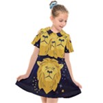 Zodiak Leo Lion Horoscope Sign Star Kids  Short Sleeve Shirt Dress
