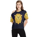 Zodiak Leo Lion Horoscope Sign Star One Shoulder Cut Out Tee