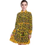 Lizards In Love In The Land Of Flowers Long Sleeve Chiffon Shirt Dress