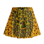 Lizards In Love In The Land Of Flowers Mini Flare Skirt
