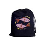 Fish Pisces Astrology Star Zodiac Drawstring Pouch (Large)