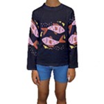 Fish Pisces Astrology Star Zodiac Kids  Long Sleeve Swimwear