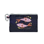 Fish Pisces Astrology Star Zodiac Canvas Cosmetic Bag (Small)