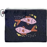 Fish Pisces Astrology Star Zodiac Canvas Cosmetic Bag (XXXL)