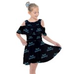 Just Beauty Words Motif Print Pattern Kids  Shoulder Cutout Chiffon Dress