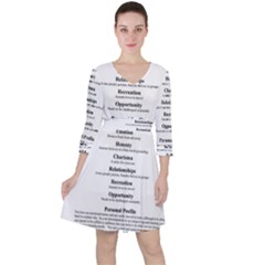 Quarter Sleeve Ruffle Waist Dress 
