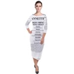 Annette Quarter Sleeve Midi Velour Bodycon Dress