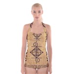 I Am Strong, Calm  And Protected By The Infinite Universe Boyleg Halter Swimsuit 