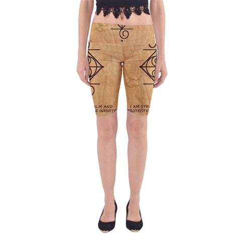 I Am Strong, Calm  And Protected By The Infinite Universe Yoga Cropped Leggings from ArtsNow.com