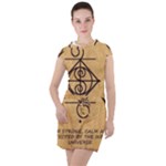 I Am Strong, Calm  And Protected By The Infinite Universe Drawstring Hooded Dress