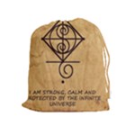 I Am Strong, Calm  And Protected By The Infinite Universe Drawstring Pouch (XL)