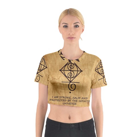 I Am Strong, Calm  And Protected By The Infinite Universe Cotton Crop Top from ArtsNow.com