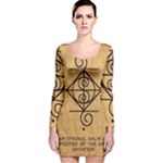 I Am Strong, Calm  And Protected By The Infinite Universe Long Sleeve Velvet Bodycon Dress