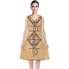 V-Neck Midi Sleeveless Dress  
