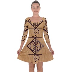Quarter Sleeve Skater Dress 