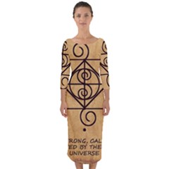 Quarter Sleeve Midi Bodycon Dress 
