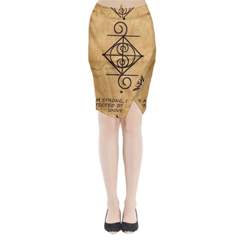 I Am Strong, Calm  And Protected By The Infinite Universe Midi Wrap Pencil Skirt from ArtsNow.com