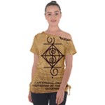 I Am Strong, Calm  And Protected By The Infinite Universe Off Shoulder Tie-Up Tee