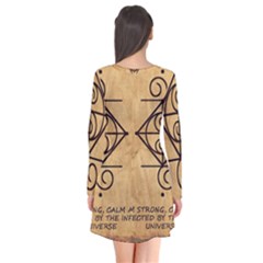 Long Sleeve V-neck Flare Dress 