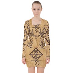 V-neck Bodycon Long Sleeve Dress 