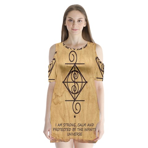 I Am Strong, Calm  And Protected By The Infinite Universe Shoulder Cutout Velvet One Piece from ArtsNow.com