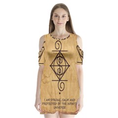 I Am Strong, Calm  And Protected By The Infinite Universe Shoulder Cutout Velvet One Piece from ArtsNow.com