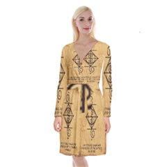 Long Sleeve Velvet Front Wrap Dress 