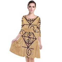 Quarter Sleeve Waist Band Dress 