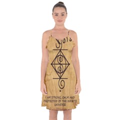 I Am Strong, Calm  And Protected By The Infinite Universe Ruffle Detail Chiffon Dress from ArtsNow.com