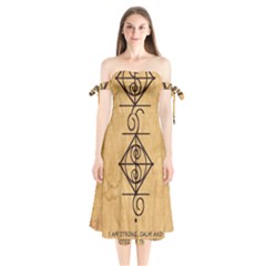 Shoulder Tie Bardot Midi Dress 