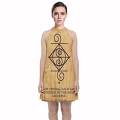 Velvet Halter Neckline Dress  