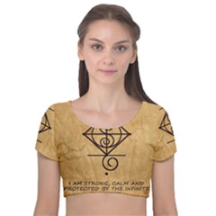 Velvet Short Sleeve Crop Top  