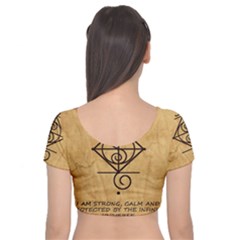 Velvet Short Sleeve Crop Top  