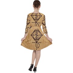 Quarter Sleeve Ruffle Waist Dress 