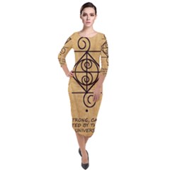 Quarter Sleeve Midi Velour Bodycon Dress 